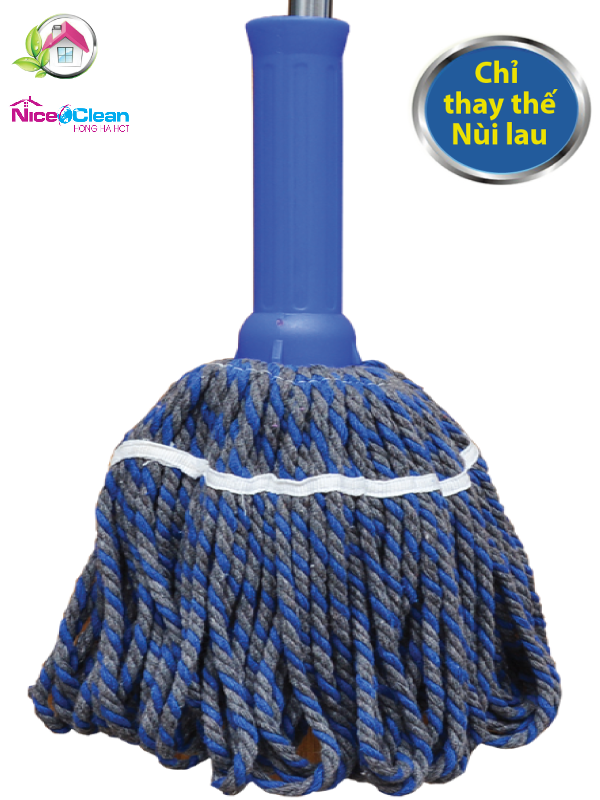 Nùi Lau Thay Thế Tròn Cotton Sọc Xanh Đen